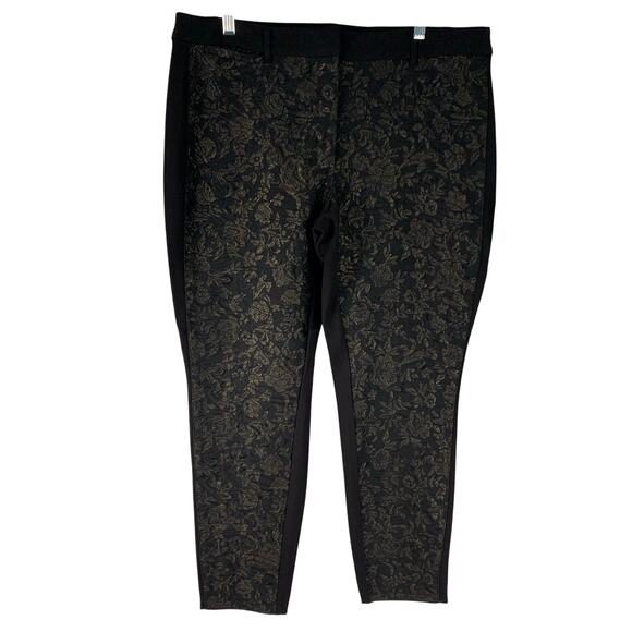 White House Black Market Women's The Skinny Gold Floral Pants Size 14 - Picture 1 of 9